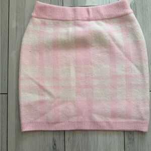 MARBLE Pink and Cream Checkered Pencil Skirt